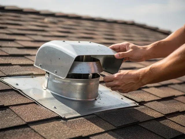 South San Jose Hills Dryer Vent Cleaning certified technician safely cleaning a roof-mounted dryer vent in South San Jose Hills
