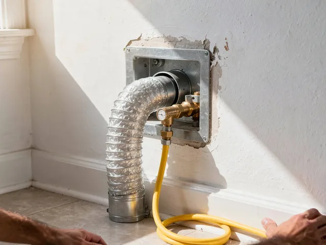 South San Jose Hills Dryer Vent Cleaning certified technician performing specialized gas dryer vent cleaning in South San Jose Hills